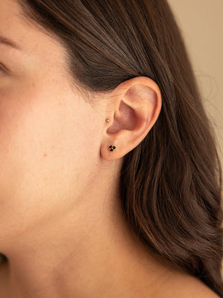 Trio Black CZ Stud Earrings - Gold