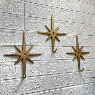 Antique Gold Cast Iron Atomic Starburst Wall Hook