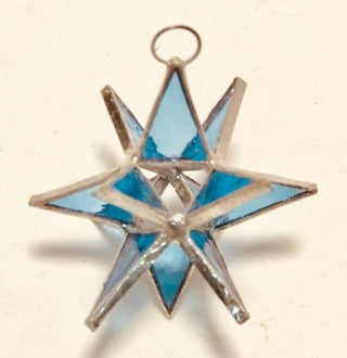 Handmade Stained Glass Moravian Star - 4 1/4" Iridescent Clear
