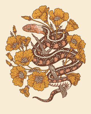Snake + Poppies Giclee Print (8x10)