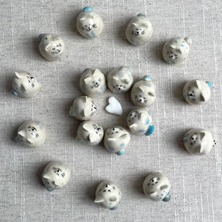 Mini Handmade Ceramic Cat Figurine