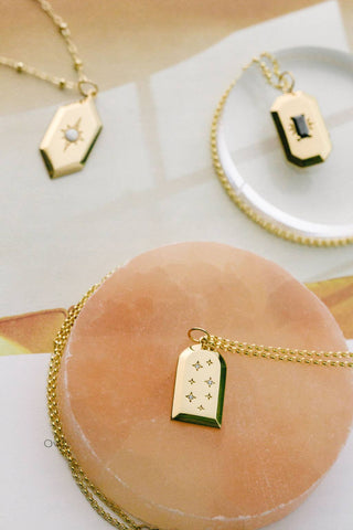 Ferris Diamond CZ Arch Amulet Necklace - Gold