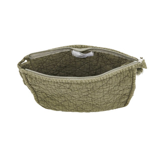 Soft Cotton Quilted Cosmetic Bag: Olive / 9"x7"
