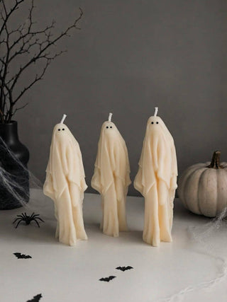 Ghost Candle, Halloween Decor: White / Unscented
