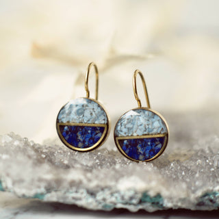 Crushed Gemstone Horizon Earrings: Sapphire + sugilite