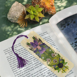 Iris & Ladybug Wood Bookmark with Tassel