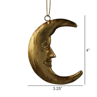 Moon Face Ornament in Antique Gold