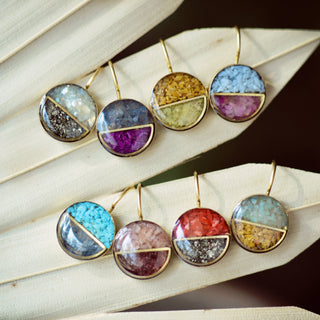 Crushed Gemstone Horizon Earrings: Sapphire + sugilite