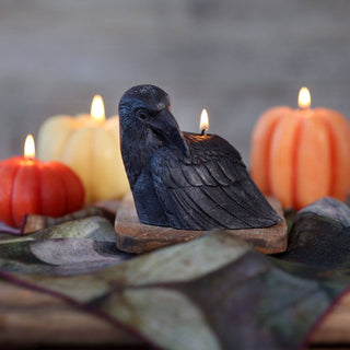 Crow Candle – 100% Beeswax – Black – 4” Handcrafted