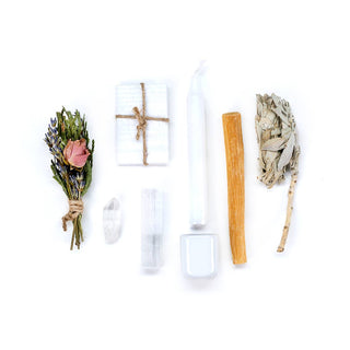 Mini Full & Waxing Moon Ritual Kit with crystals and candle
