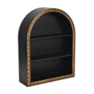 Mireza Ornate Framed Black & Gold 3 Tier Wooden Wall Shelf