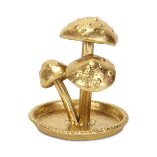 Cast Iron Golden Mushroom Trio Table Décor