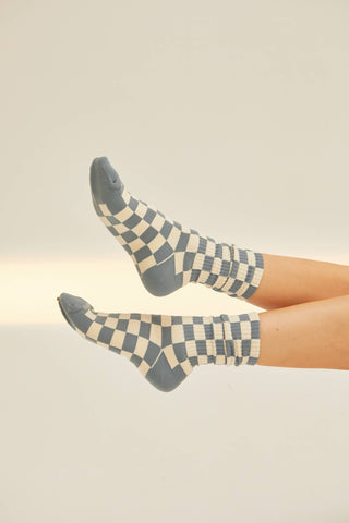 Slate & Cream - Checkerboard Socks