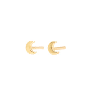 Moon Stud Earrings - Gold