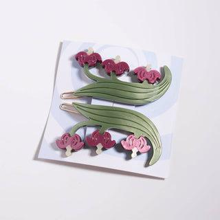 Bleeding Heart Barrette Set