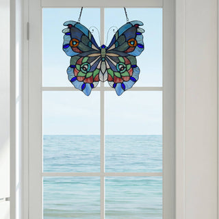 Stained Glass Butterfly Window Panel