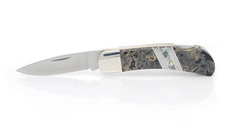 Gemstone Exotics Lockback Knife - Single: Green Turquoise/Abalone/Bronze