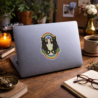 Luck Cats Holographic Glitter PVC-Free Sticker