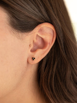 Trio Black CZ Stud Earrings - Gold
