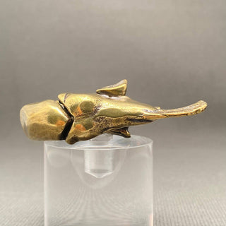 Vintage Brass Lantern Fish Desktop Figurine