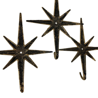 Antique Gold Cast Iron Atomic Starburst Wall Hook