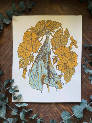 Flying Fox + Morning Glories Giclee Print (8x10)