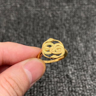 Double Snake Winding Gold Plated Stainless Steel Ring