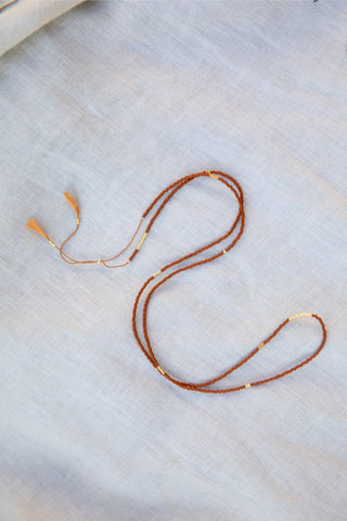 Sintha Silk Bead Wrap (Necklace / Bracelet): Rust