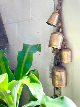 Welcome Home Decorative Brass Bells Cluster