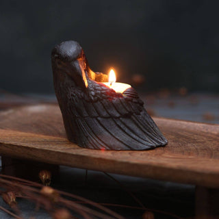Crow Candle – 100% Beeswax – Black – 4” Handcrafted