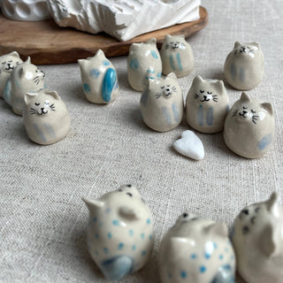Mini Handmade Ceramic Cat Figurine