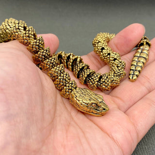 Movable Brass Rattlesnake Desktop Figurine