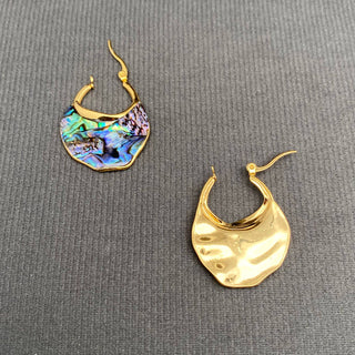 Abalone Shell 18K Gold-Plated Hoop Earrings