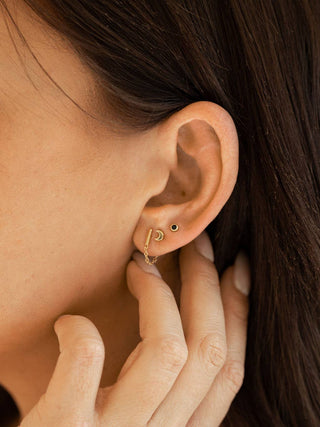 Moon Stud Earrings - Gold