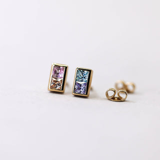 Pastel Ombre Mismatch Stud Earrings - Gold