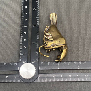 Vintage Brass Lantern Fish Desktop Figurine