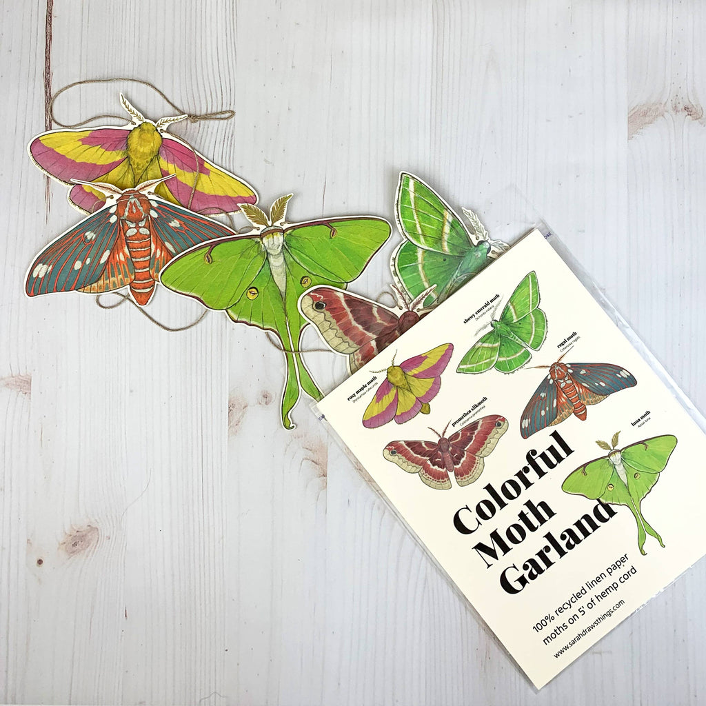 Colorful Moth Illustrated Garland – Indie South