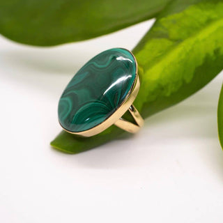 Large Brass Freeform Stone Ring