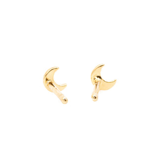 Moon Stud Earrings - Gold