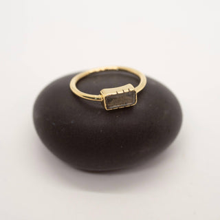 Brass Etched Prong Moonstone Ring