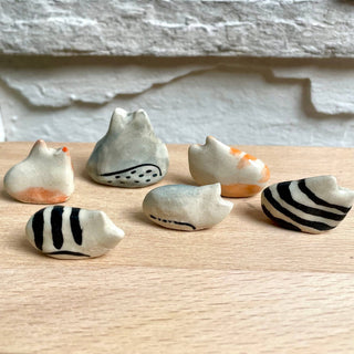Tiny Hand-Sculpted Ceramic Cats with Heart – Assorted Designs