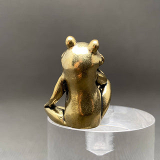 Vintage Brass Sitting Frog Desktop Figurine