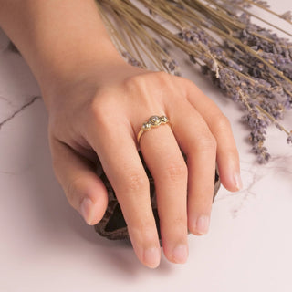 Brass Crystal Blossom Ring