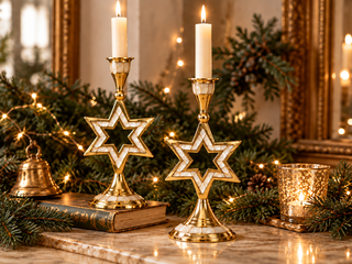 Brass Six Point Star Candle Holder