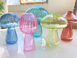 Colored Glass Mushroom Vase