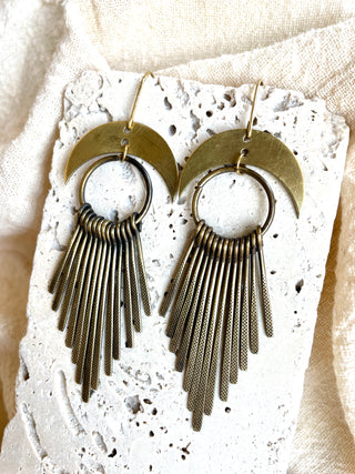 Indie South | Crescent Fringe Dangle Earrings - Short