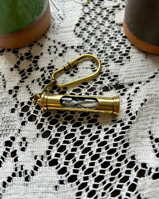 Brass Hourglass Timer Keychain