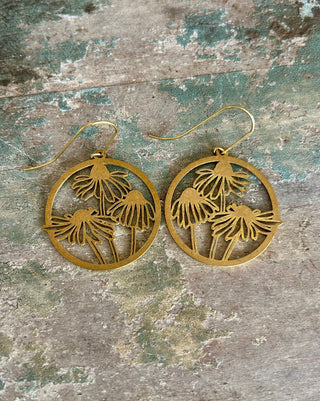 Flower Trio Brass Earrings