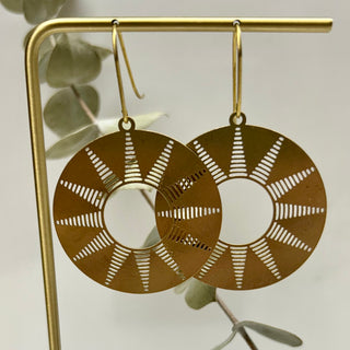 Sun Disk Brass Earrings