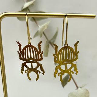 Brass Beetle Outline Earrings
